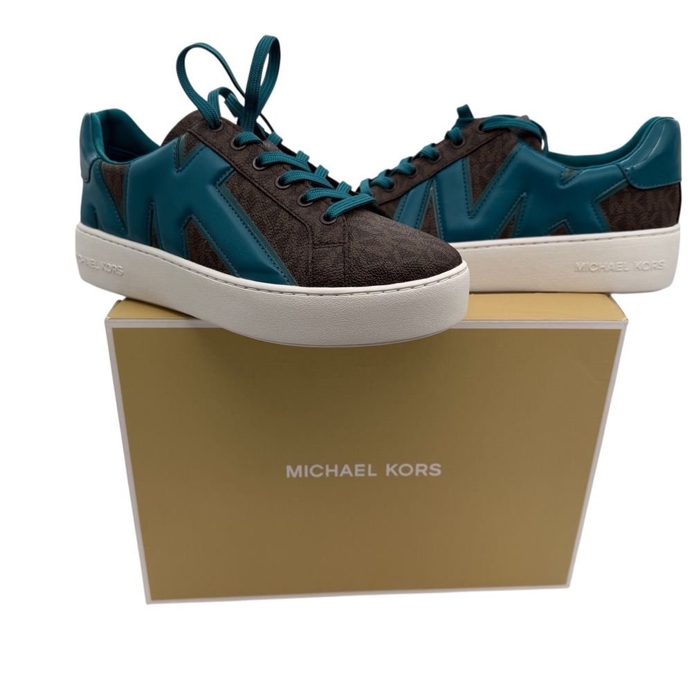 Michael Kors Poppy Lace Up Lagoon MK Logo Sneakers 49R2POFS3B women Sz 8M New